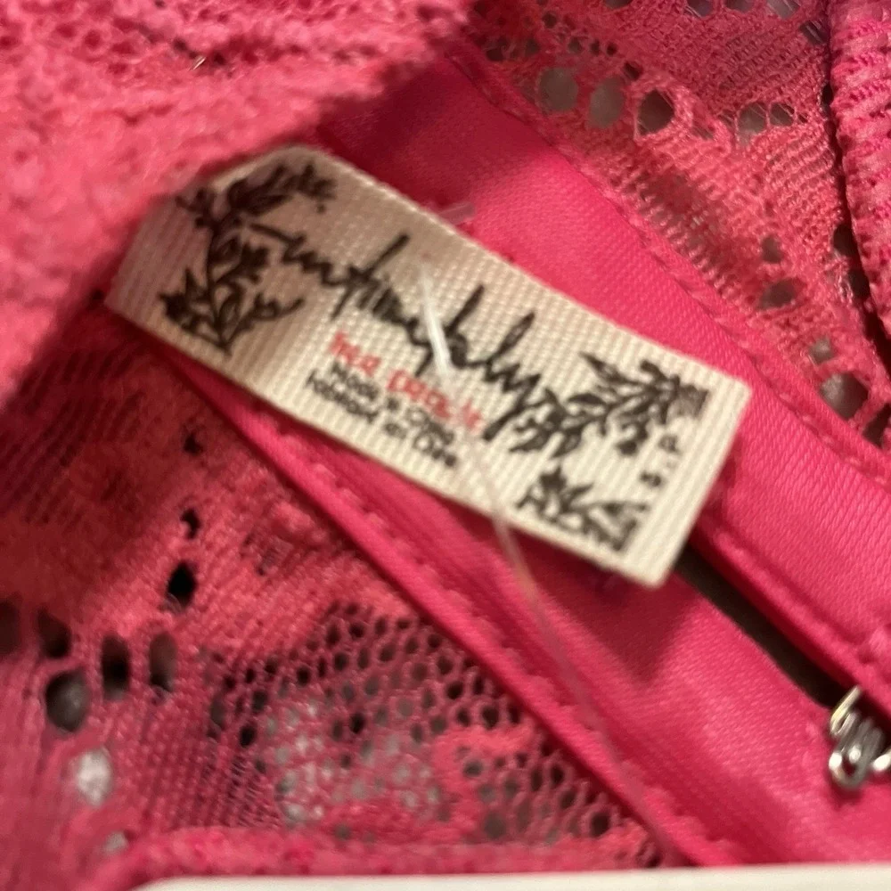 Free People Intimately Bodysuit Lace Night Rhythem Womens Size Small‎ Pink